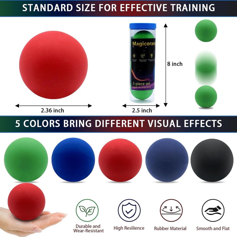 Magicorange 3 Pack Racquetball Multi Colored Racquetballs High Bounce Rubber Racquetballs - Image 2